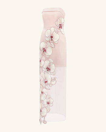 Robe brodée d'orchidée - Rose