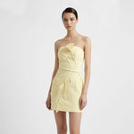 Robe courte mini bustier avec application florale 3D - Jaune