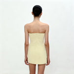 Robe courte mini bustier avec application florale 3D - Jaune