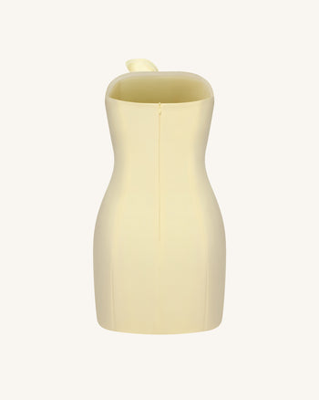 Robe courte mini bustier avec application florale 3D - Jaune