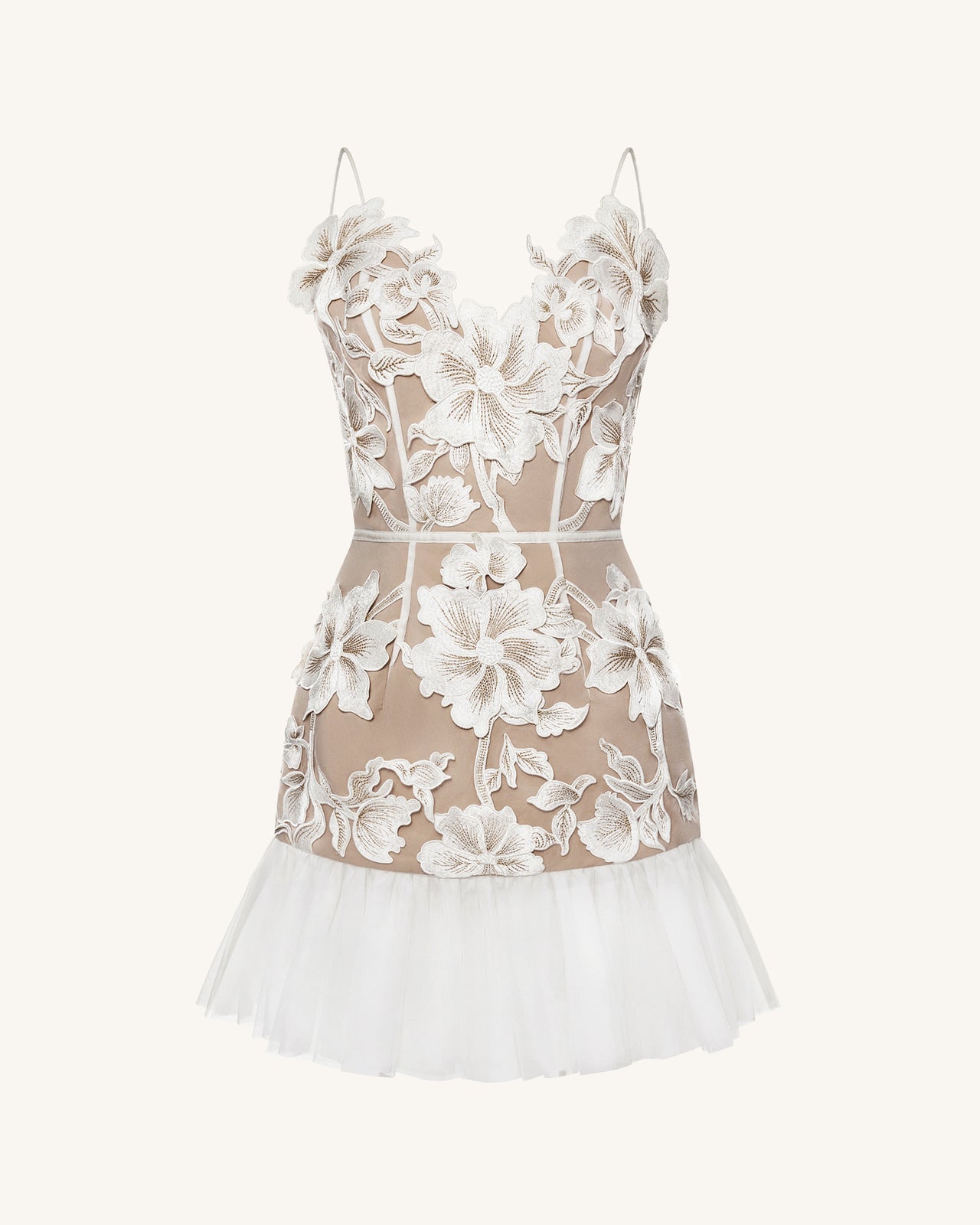 Robe Mini Fleurie à Bretelles - Blanc