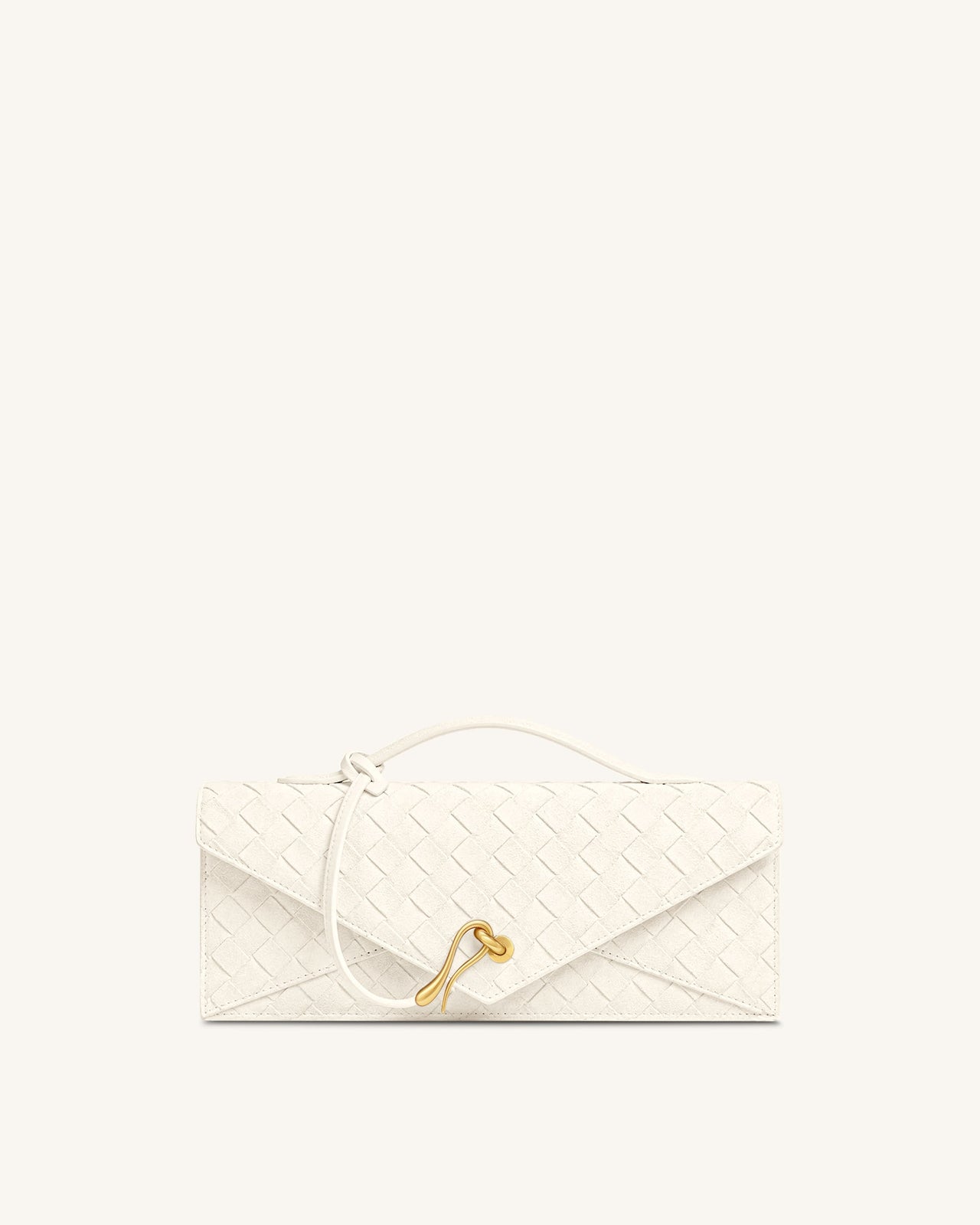Celeste Sac à Poignée Enveloppe Texturé Tressé en Faux Daim - Blanc