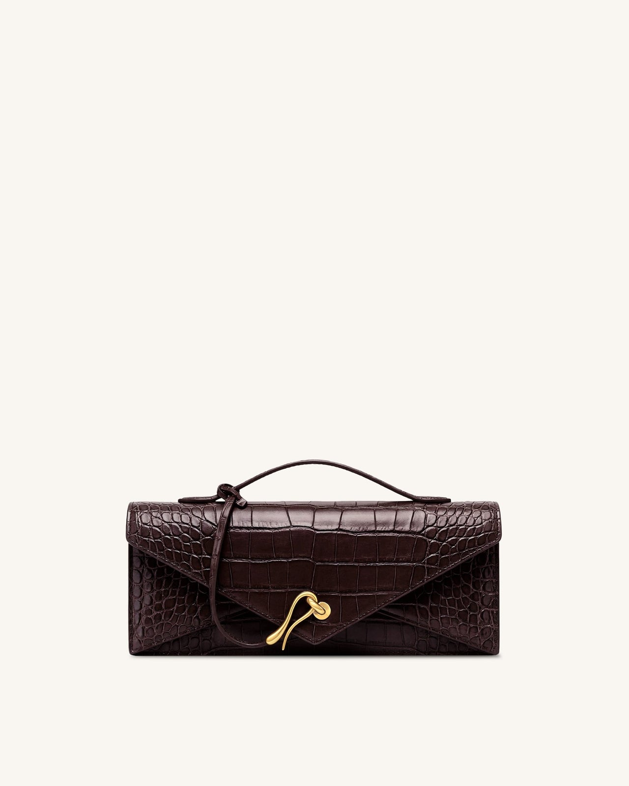 Celeste Sac à Poignée Enveloppe - Croco Marron Foncé