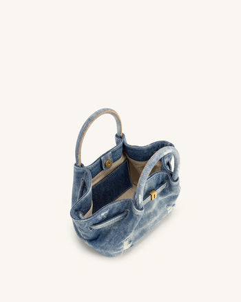 Hana Mini Sac Cabas en Denim - Bleu