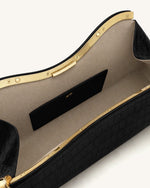 Naomi Sac à Bandoulière Incurvé - Croco Noir