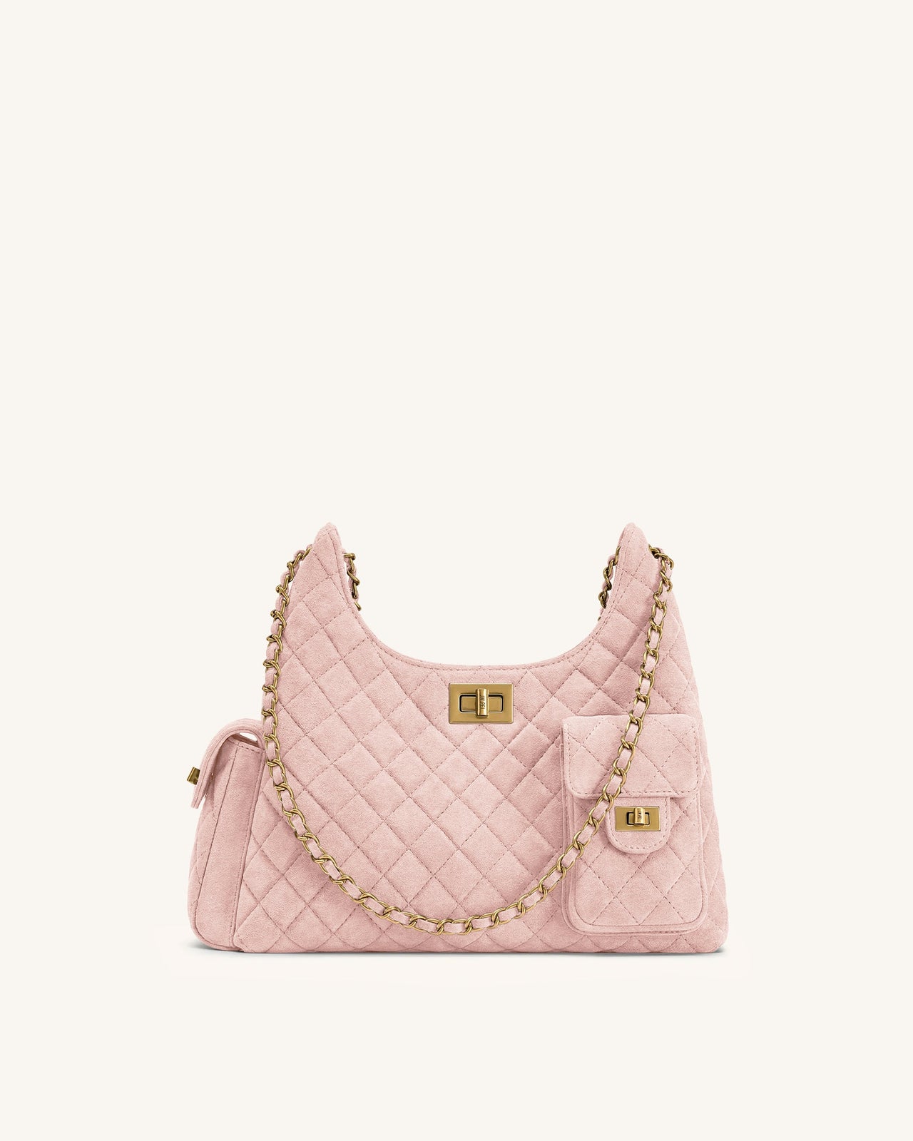 Vivian Sac à bandoulière matelassé en suédine - Rose