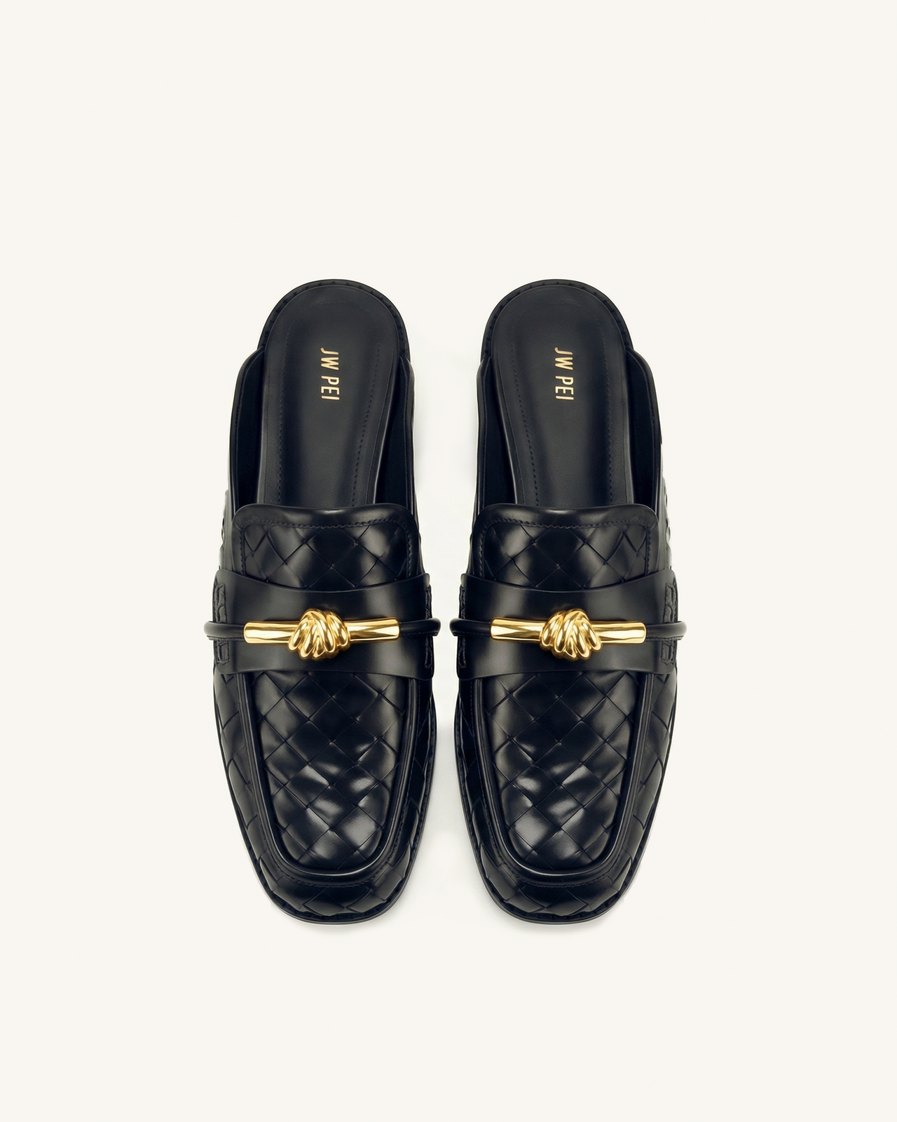 Elowen Mocassins mules tissés à mors - Noir
