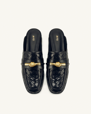 Elowen Mocassins mules tissés à mors - Noir