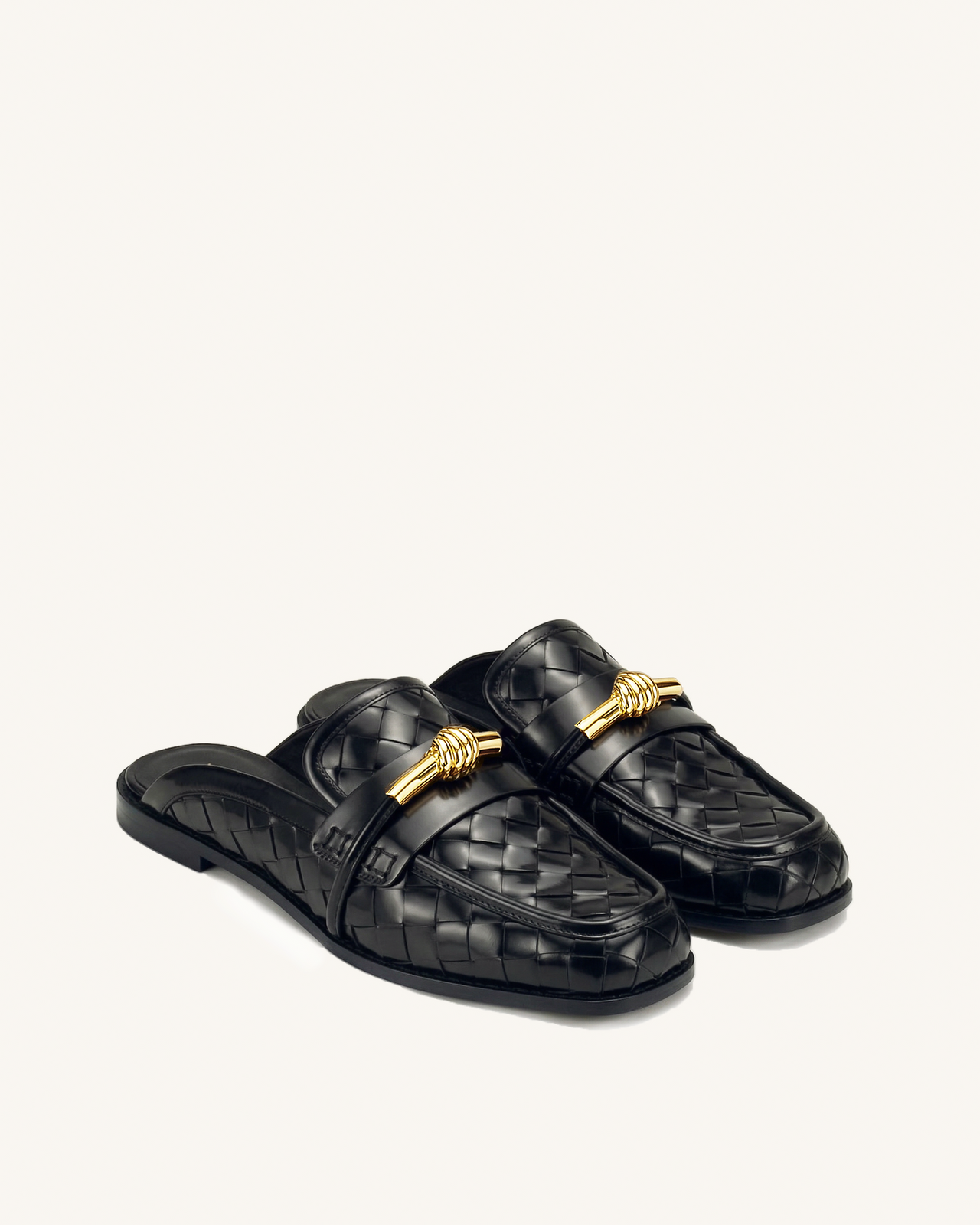Elowen Mocassins mules tissés à mors - Noir