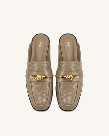 Elowen Mocassins mules tissés à mors - Kaki