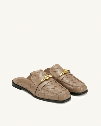Elowen Mocassins mules tissés à mors - Kaki
