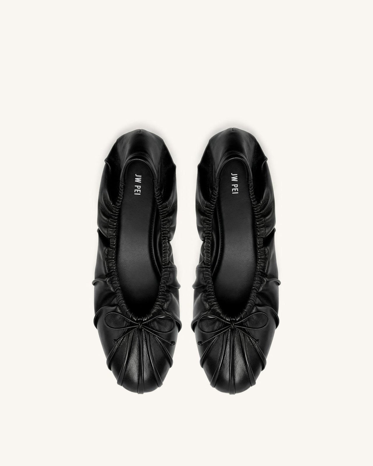 Solenne Ballerines froncées à cordon de serrage - Noir