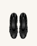 Solenne Ballerines froncées à cordon de serrage - Noir