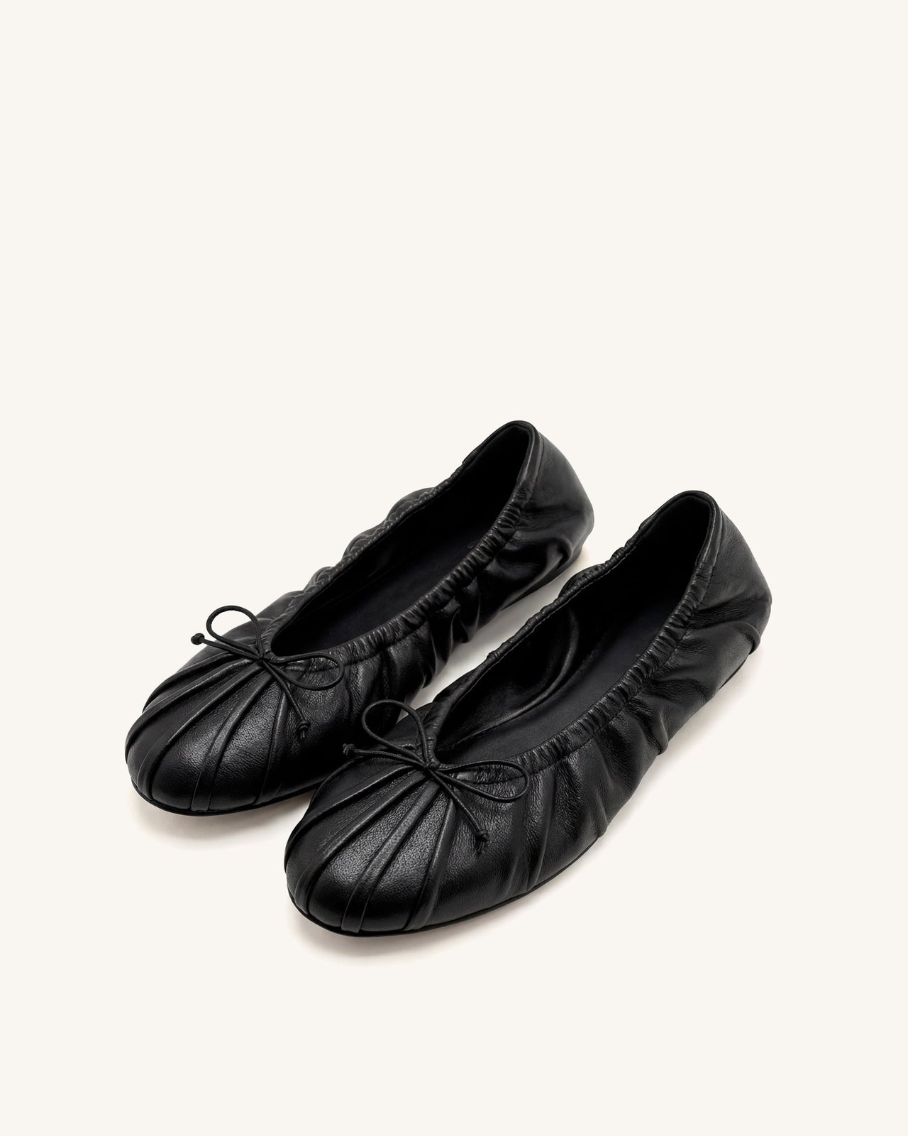 Solenne Ballerines froncées à cordon de serrage - Noir
