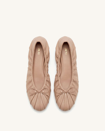 Solenne Ballerines froncées à cordon de serrage - Kaki