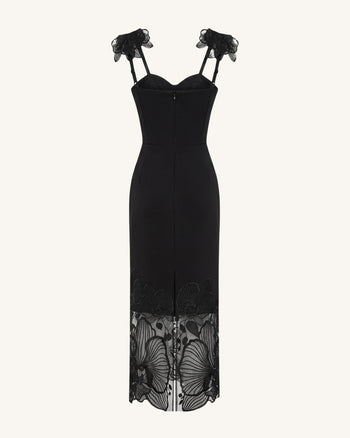 Orchid Robe corset brodée - Noir