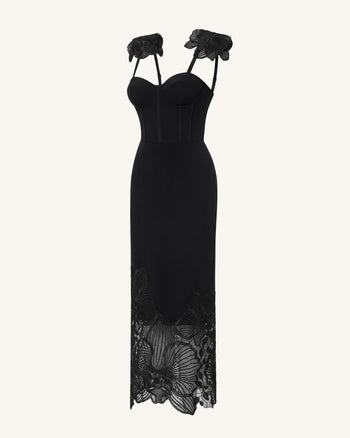 Orchid Robe corset brodée - Noir