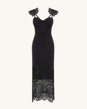 Orchid Robe corset brodée - Noir