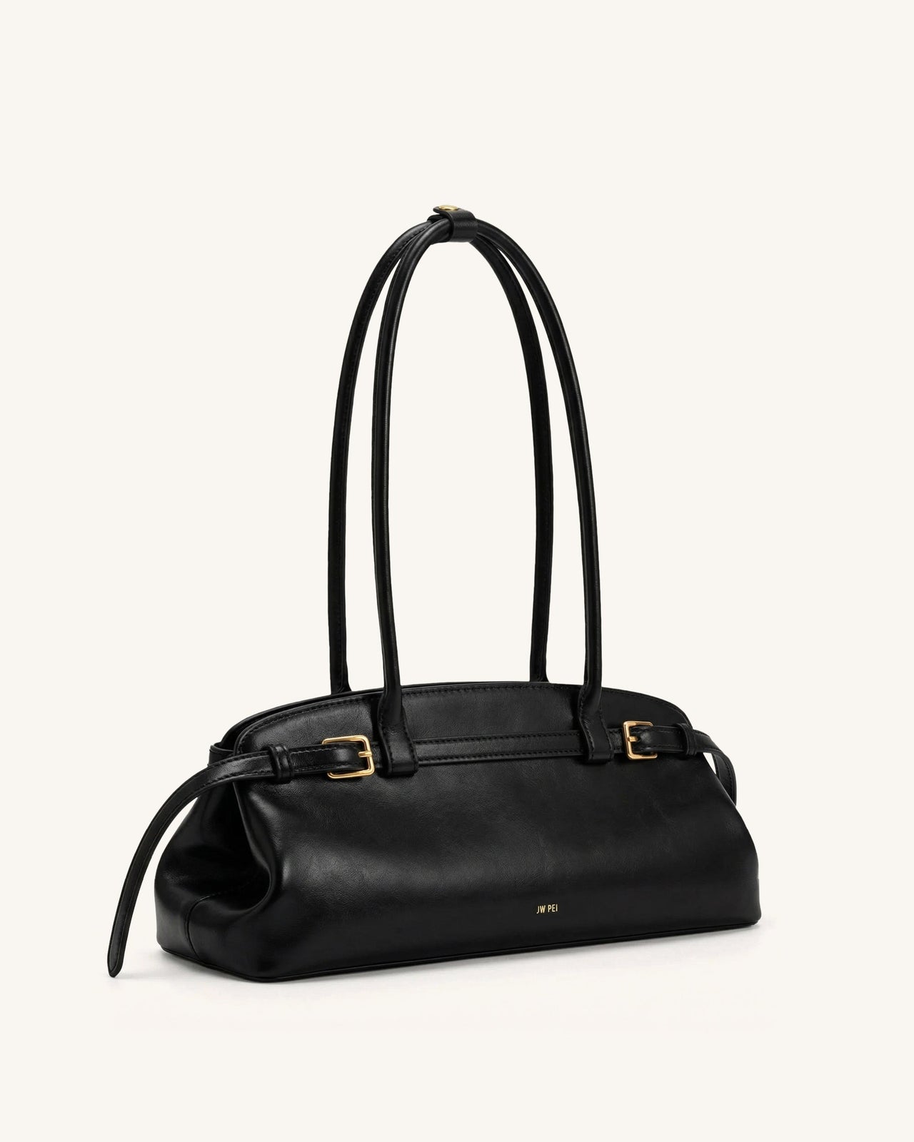 Arden Sac à bandoulière format horizontal avec détail ceinture - Noir
