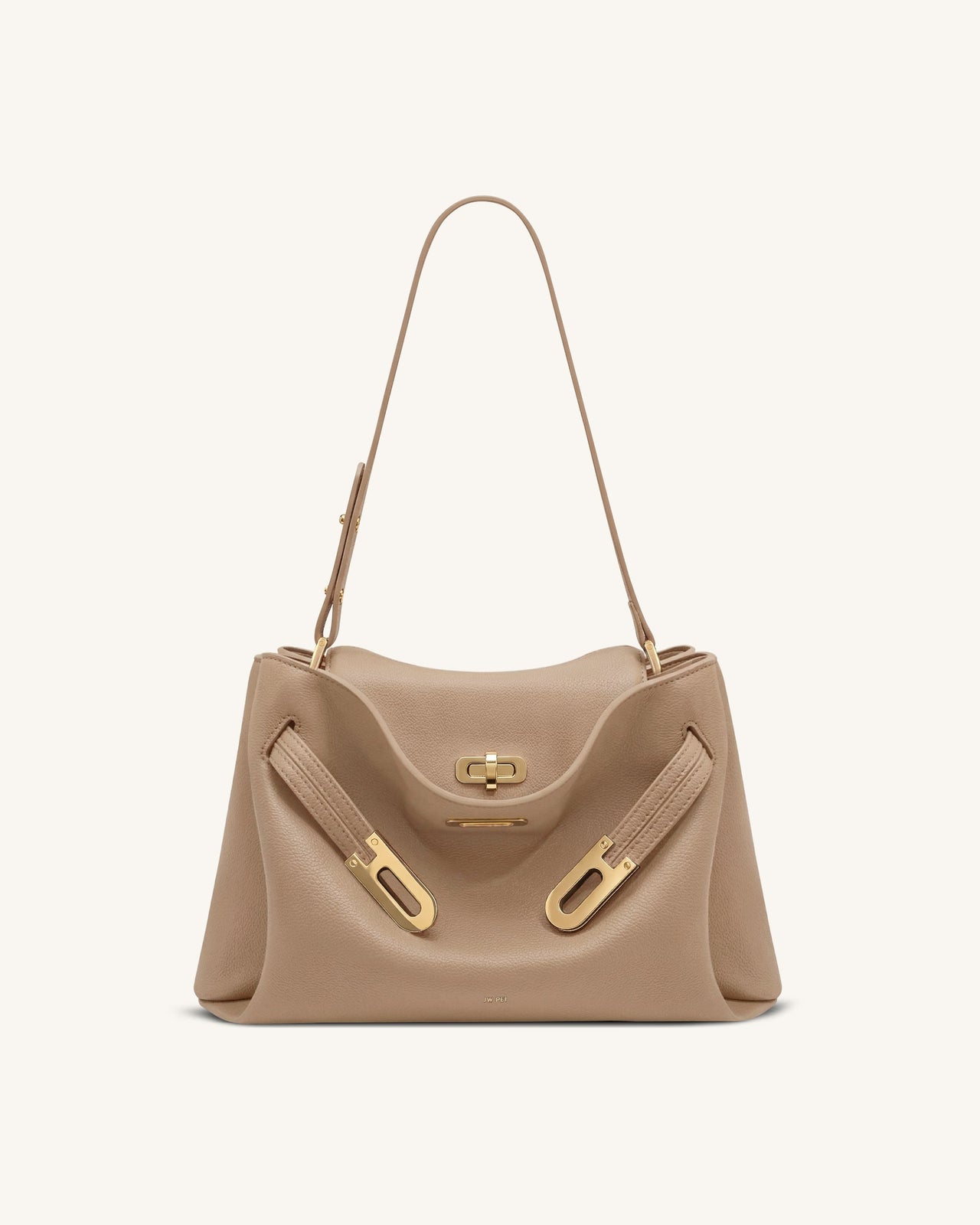 Rhea Sac à bandoulière à double boucle en cuir grainé - Kaki