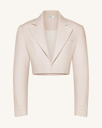 Blazer court structuré à épaules structurées - Beige