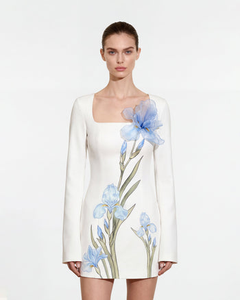 Robe moulante à imprimé floral - Blanc