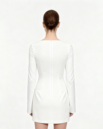 Robe moulante à imprimé floral - Blanc