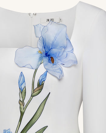 Robe moulante à imprimé floral - Blanc