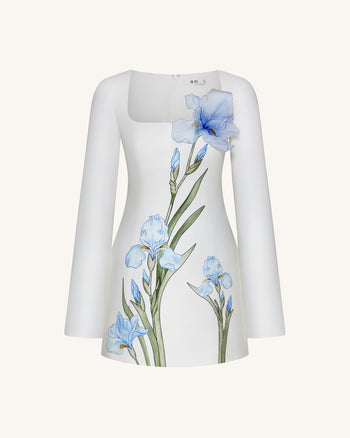 Robe moulante à imprimé floral - Blanc