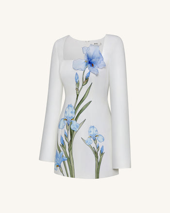 Robe moulante à imprimé floral - Blanc
