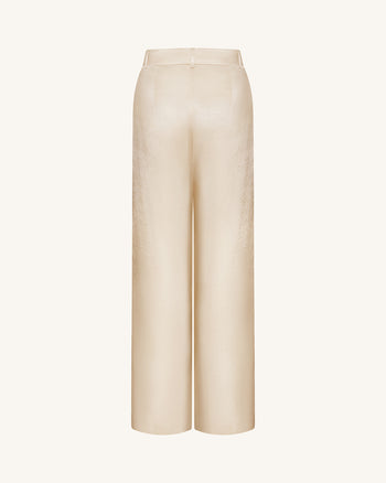 Pantalon en satin à jambes larges - Crème