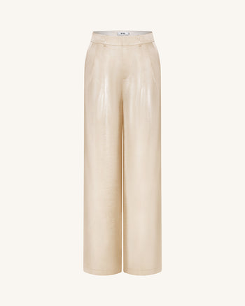 Pantalon en satin à jambes larges - Crème