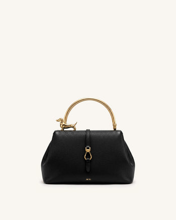 Bruna Sac à main à poignée supérieure métallique Teckel - Noir