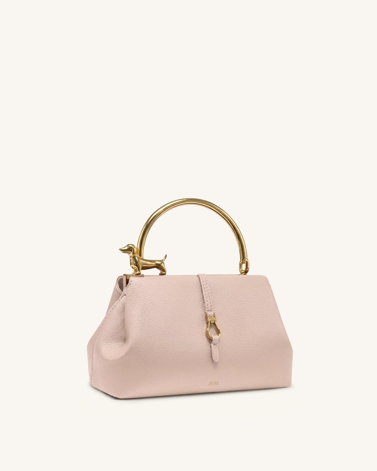 Bruna Sac à main à poignée supérieure métallique Teckel - Rose clair