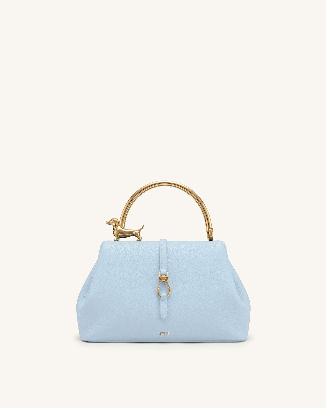 Bruna Sac à main à anse supérieure en forme de teckel en métal - Bleu clair