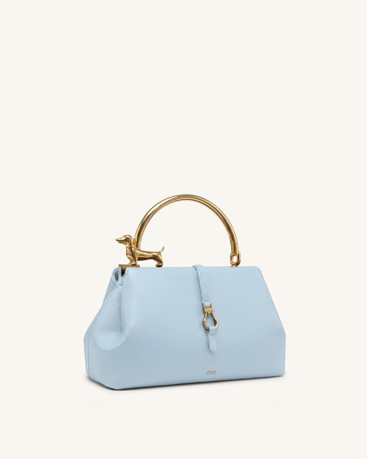Bruna Sac à main à anse supérieure en forme de teckel en métal - Bleu clair