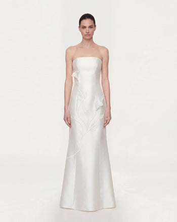 Robe bustier florale en polyester - Blanc