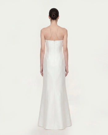 Robe bustier florale en polyester - Blanc