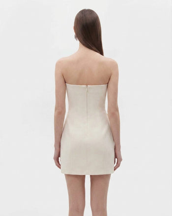 Robe bustier à appliqués floraux - Blanc