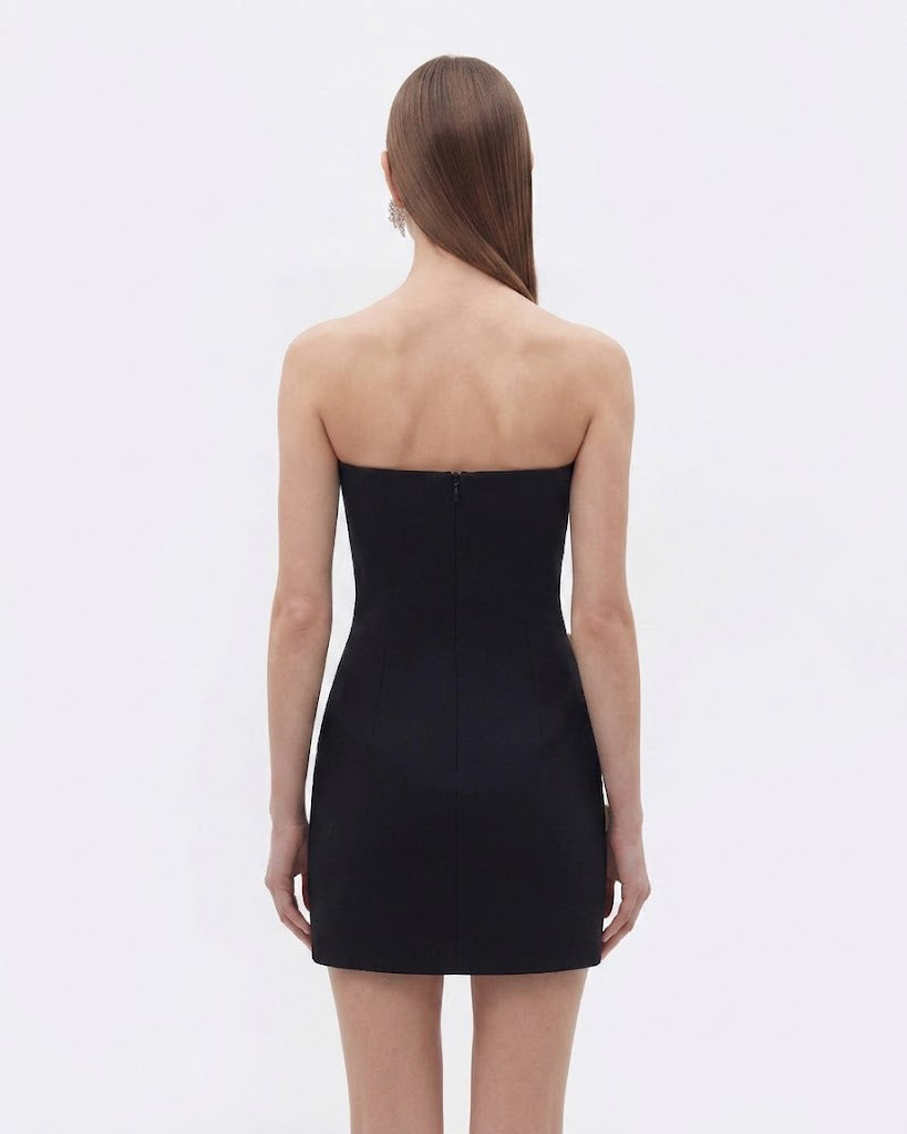 Robe bustier à appliqués floraux - Noir