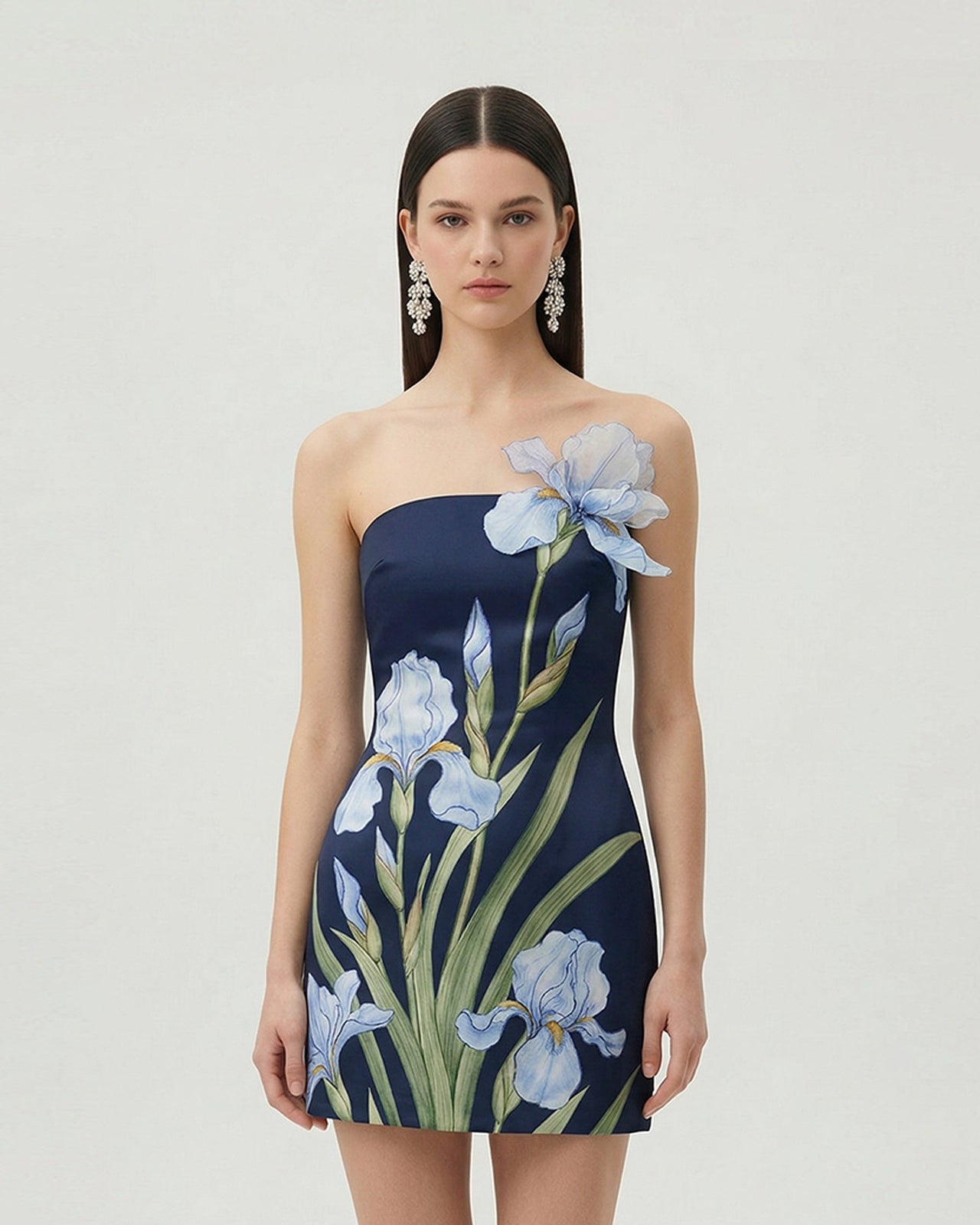 Robe mini à imprimé floral - Bleu marine