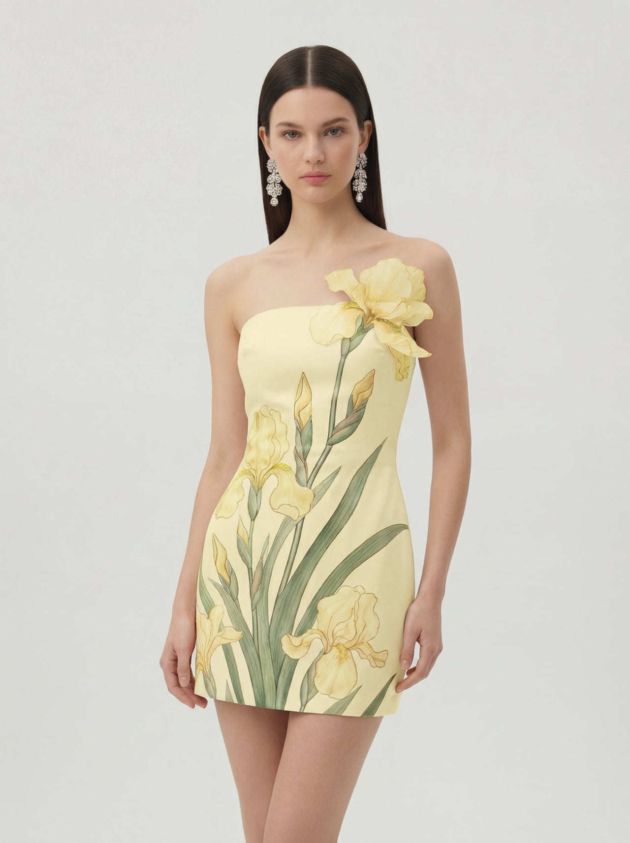 Robe mini à imprimé floral - Jaune