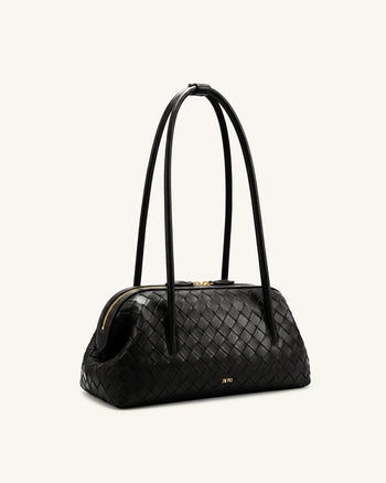 Aveline Sac à bandoulière texturé tissé - Noir
