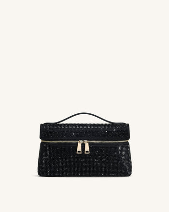 Sac à main avec anse supérieure en cristal artificiel Thea - Noir
