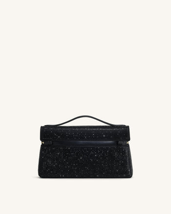 Sac à main avec anse supérieure en cristal artificiel Thea - Noir