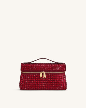 Sac à main avec anse supérieure en cristal artificiel Thea - Rouge