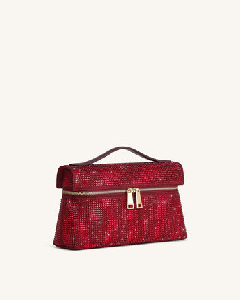 Sac à main avec anse supérieure en cristal artificiel Thea - Rouge