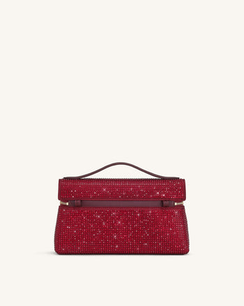 Sac à main avec anse supérieure en cristal artificiel Thea - Rouge