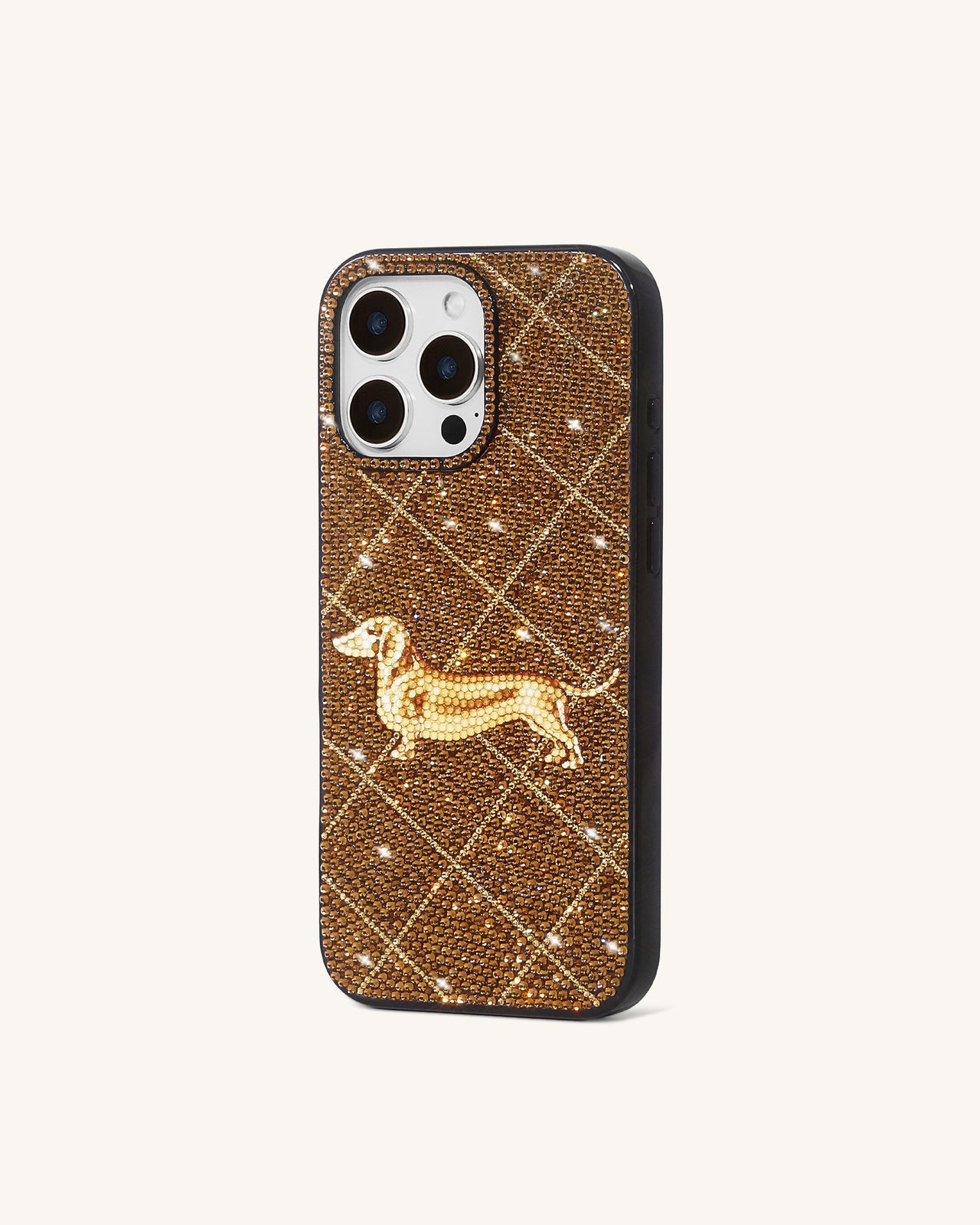 Coque de téléphone en cristal artificiel Motif Teckel - Marron