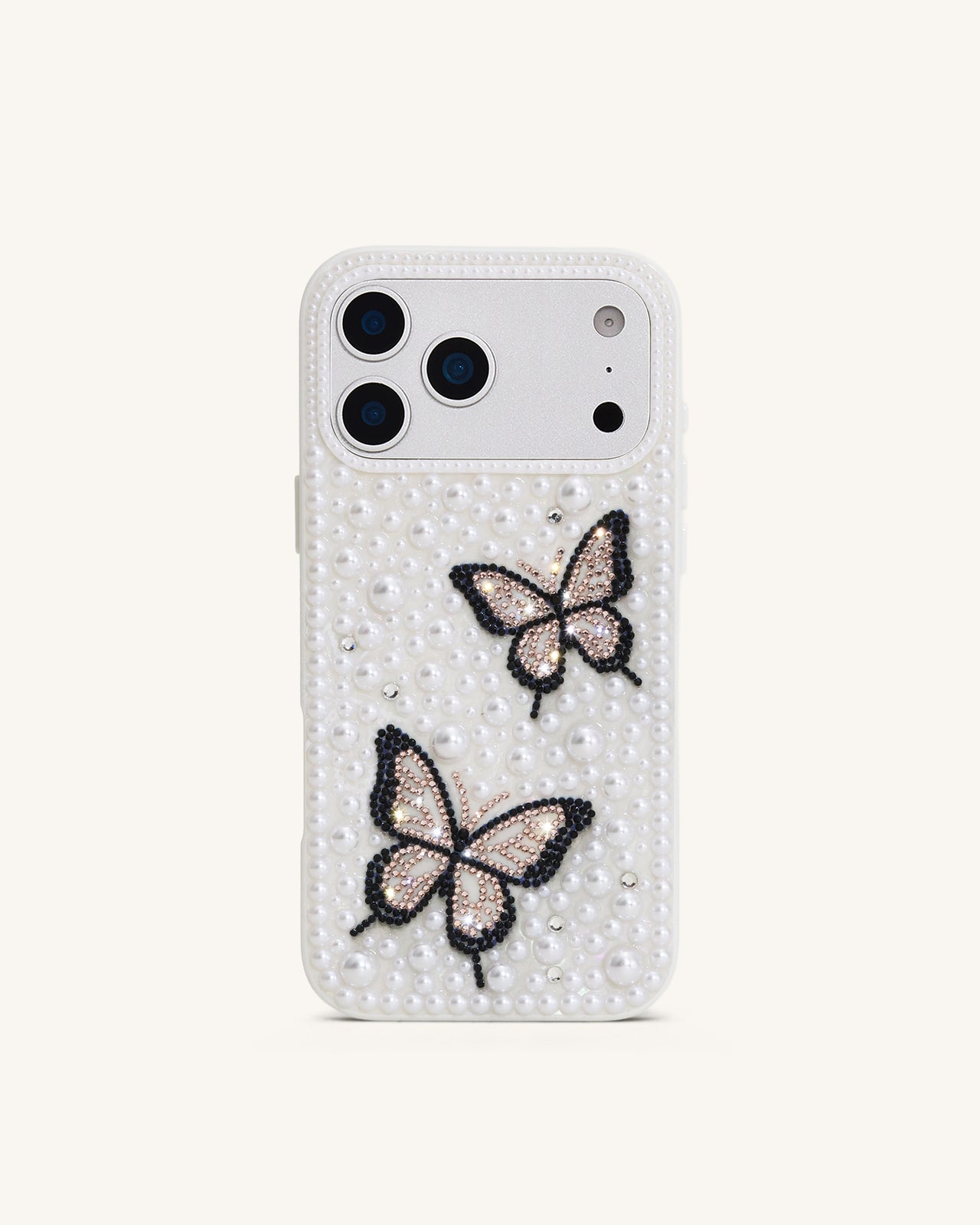 Coque de téléphone ornée de perles Butterfly - Blanc
